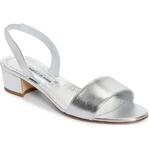 Manolo Blahnik Patopia Metallic Slimgback Sandals 38.5